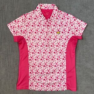 Magnolia Lane Golf Masters Tech Polo Pink Geometric Quarter 1/4 Zip Women's M